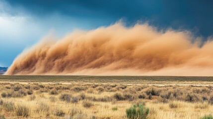Dust Storm in Desert Environment with Dramatic Lighting