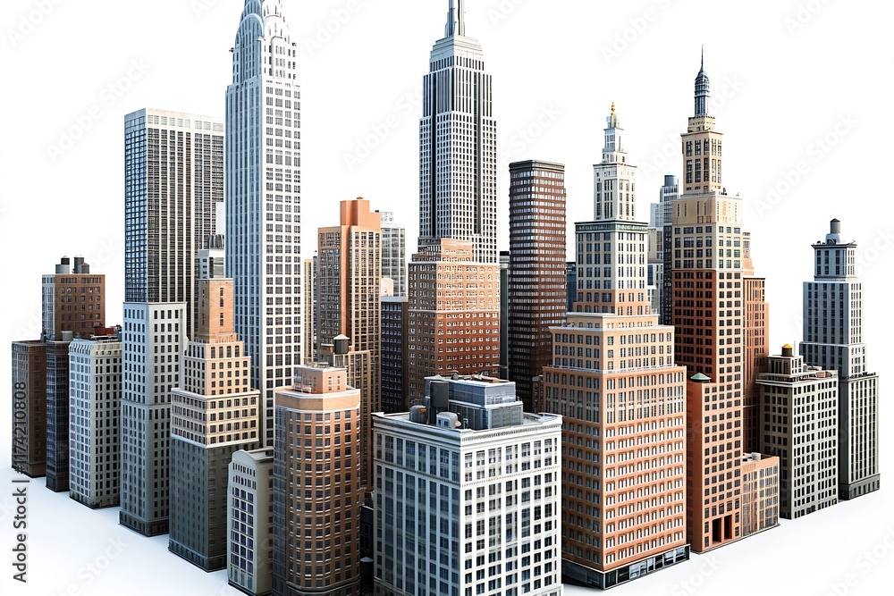 Aufkleber Modern Metropolitan Skyline Featuring Diverse Skyscraper Architecture : Generative AI