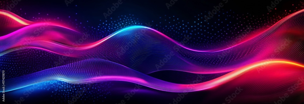 Leinwandbilder abstract neon wave pattern with mesmerizing colorful light effects : generative ai