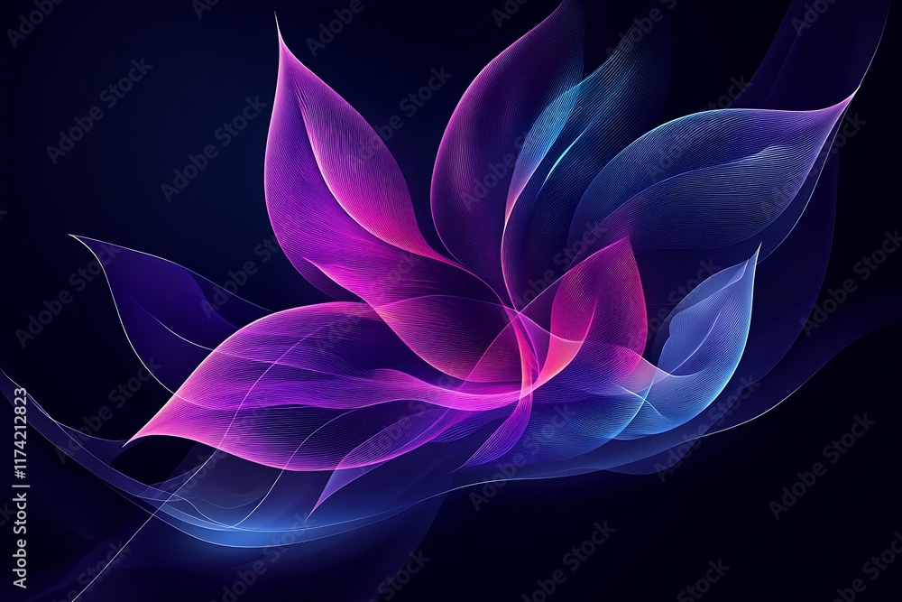 Fototapete captivating abstract leaves flow in harmonious purple and pink color scheme : generative ai