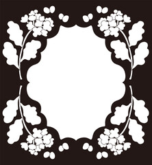 菜の花とちょうちょの線画ベクターフレーム