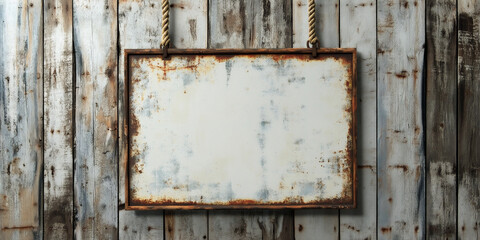 Minimalist Rusty Metal Frame Hanging in Bright Room. Generative AI.