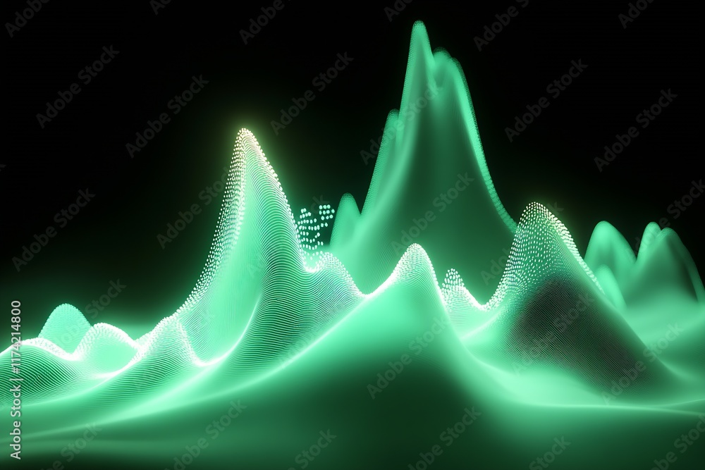 Leinwandbilder abstract neon wireframe wave concept with detailed particle effects : generative ai