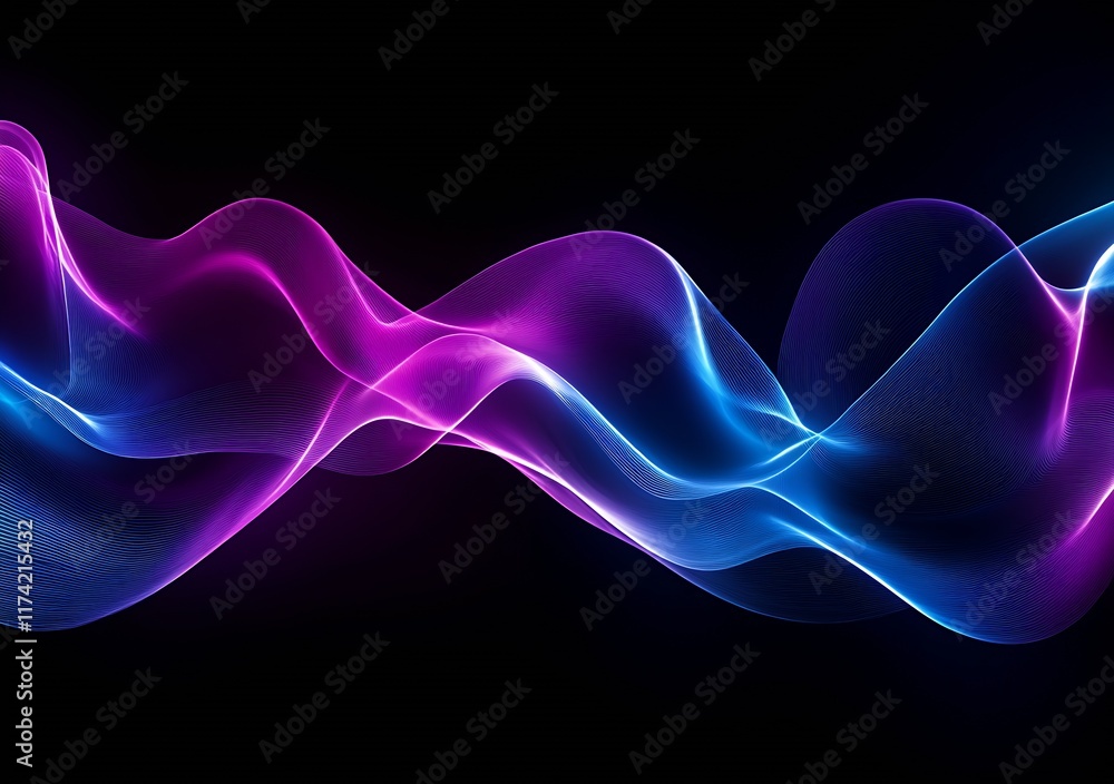 Poster abstract intertwining neon waves in blending colors aesthetic art : generative ai