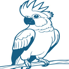 parrot line art with color