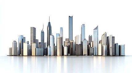 Obraz premium Futuristic Metropolis Skyline with Reflective Architecture : Generative AI