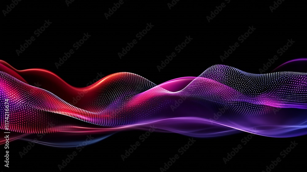 Fototapete abstract colorful wave composition with gradient light on black : generative ai