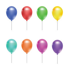 3D object Elastic balloon in various color shape flat art vector design illustration with simple shape perfect for birthday or anniversary kids asset © REYZ Design