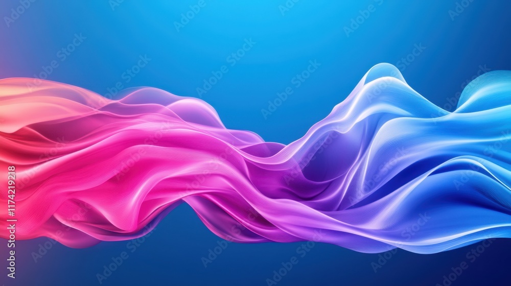 Aufkleber vibrant flowing wavy patterns in blue and pink with soft gradients for abstract background design