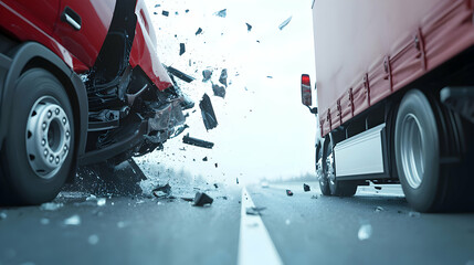 Truck collision accident on highway automotive incident urban environment low angle view safety awareness