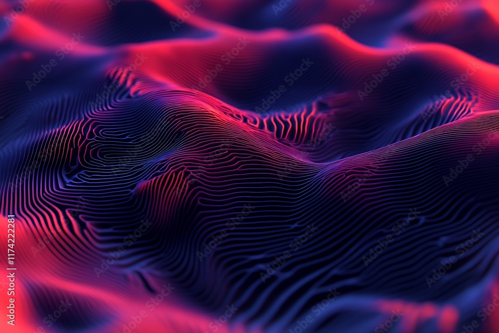 Fototapete neon colored abstract lines creating a dynamic waveform art piece : generative ai