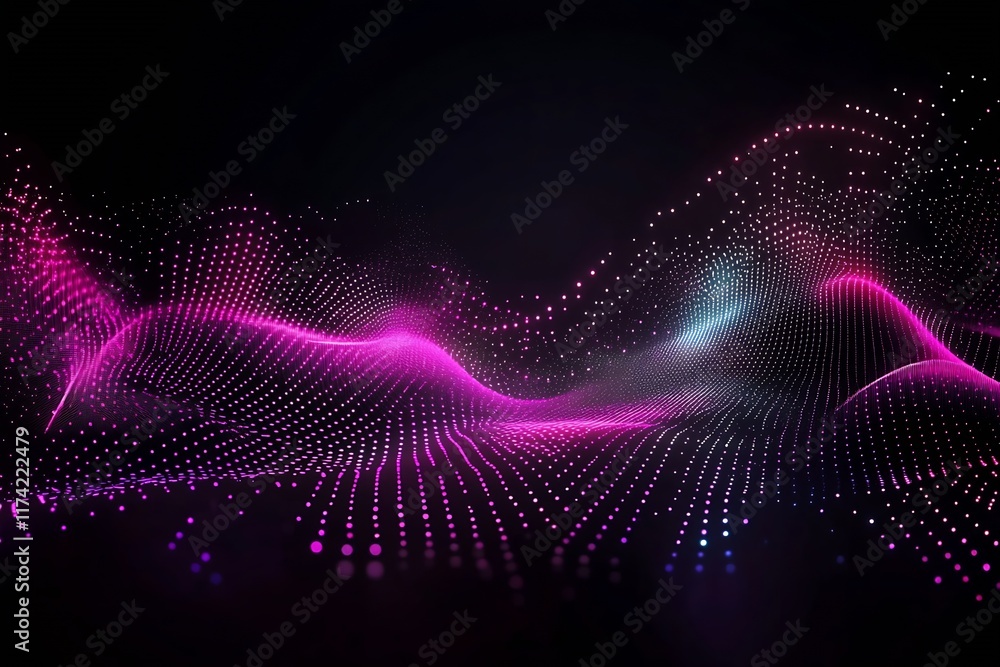 Fototapete Digital Pink and Blue Waves in Motion Creating an Abstract Modern Pattern : Generative AI