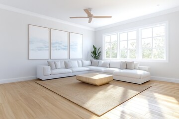 Modern Living Room Interior Design in 3D Rendering