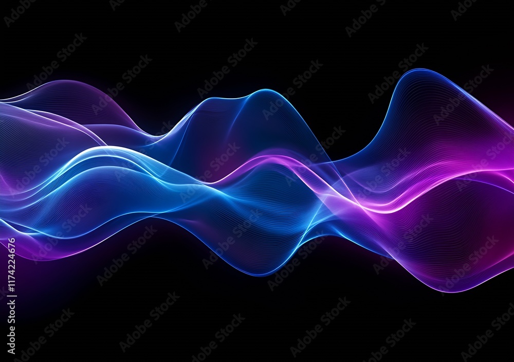 Aufkleber colorful neon light waves in motion fluid artistic abstract design : generative ai