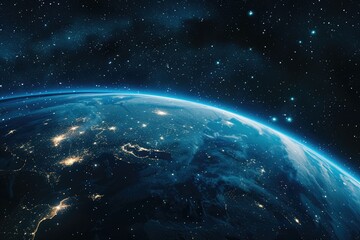 Obraz premium Ultra Hd Image of Planet Earth From Space at Night Aerial View