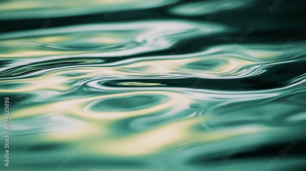 Leinwandbilder abstract water surface capturing the fluid dynamics of green hues and subtle rippling effects : gene