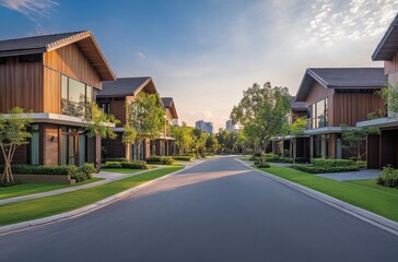 Naklejka premium A sleek residential development, perfect for investors or families, offering modern homes in a quiet, secure environment.