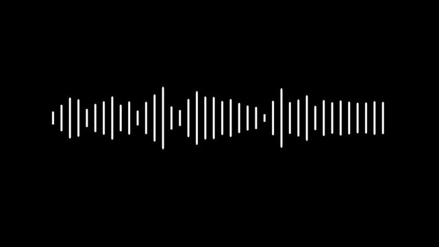 white line audio wave visualization voice record, sound wave audio wave from isolated on black background.
Audio waveform spectrum animation. Audio sound waves animation background.