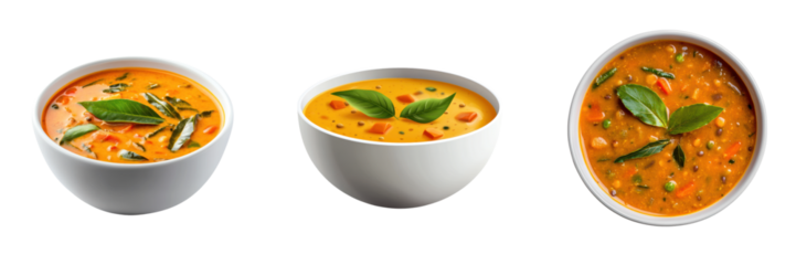 bowl of tangy sambar lentil stew with vegetables, garnished with fresh herbs, perfect for hearty meal