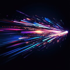 A colorful, glowing light trail is shown in the image