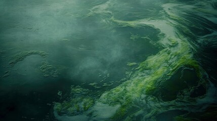 Obraz premium Algae Blooms in Water Body with Dramatic Lighting