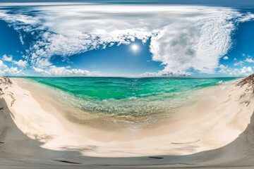 Beautiful beach landscape with clear turquoise water and blue sky in the afternoon sun