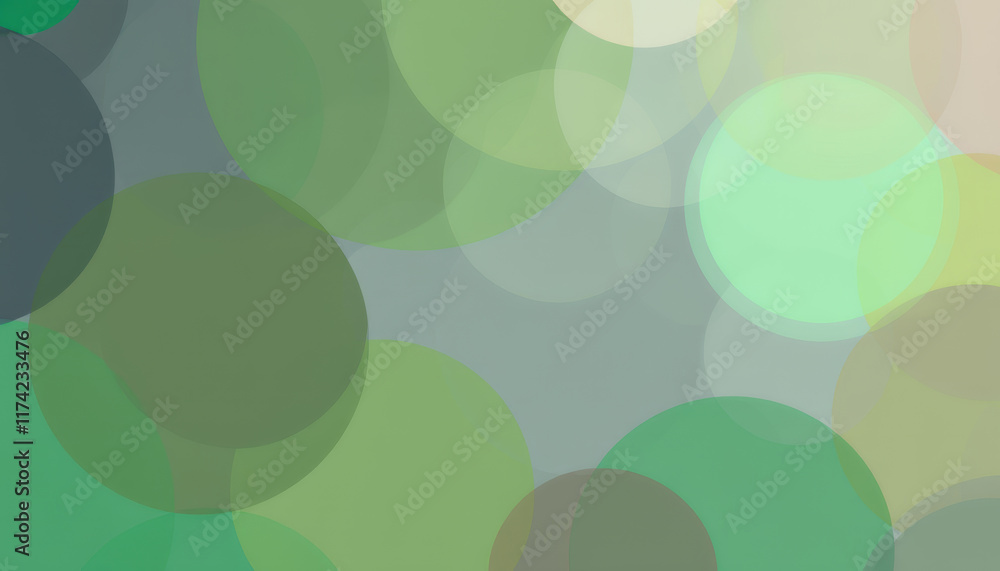 Poster Abstract green and blue circular bokeh pattern in soft light