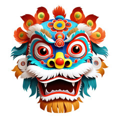 Chinese lion dance head isolated on transparent background