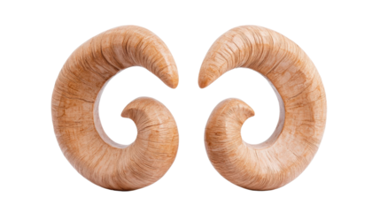 Natural wooden sculptures with spiral design