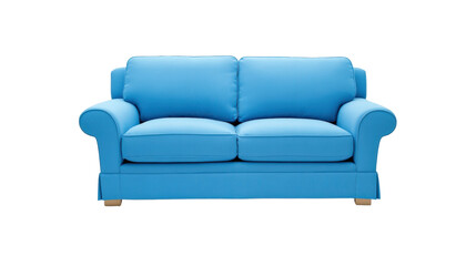 Fototapeta premium Blue sofa with soft cushions and elegant design