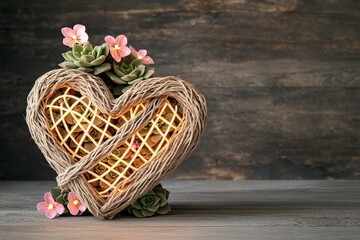 Valentine's Day Love Celebration Romantic Couple Heart-Shaped Decor Floral Environment Intimate Viewpoint Emotions of Relation