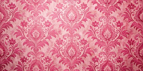 Fototapeta premium Soft pink damask fabric design with an elegant floral pattern creates a delicate and refined wallpaper texture.