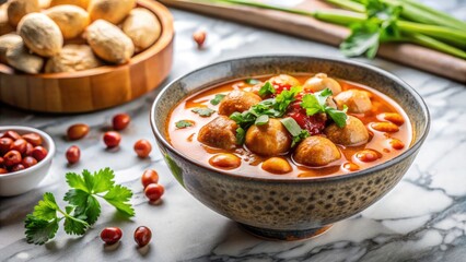 Vibrant Omo Tuo & Groundnut Soup photography showcases Ghana's rich food culture.