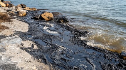 Obraz premium Spills on Rocky Shore with Natural Background