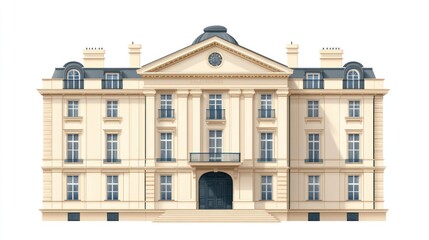 Fototapeta premium Grand classical building facade illustration.