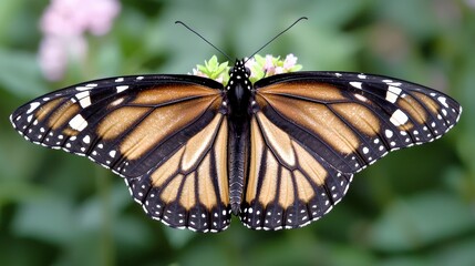Naklejka premium Captivating Monarch Butterfly Garden Nature Photography Bright Environment Close-Up Beauty of Nature