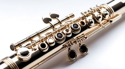 Fototapeta premium Close-up of a Gold Flute: Musical Instrument Detail