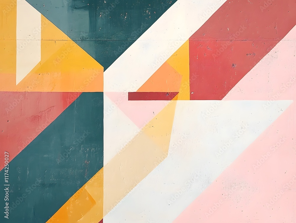Poster a vibrant abstract geometric pattern featuring colorful triangles and shapes. ideal for backgrounds,