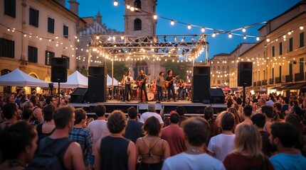 Night Concert in European City Square