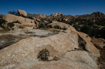 Texas Canyon under a full moon at night