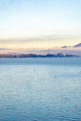 Obraz premium View from lake st. Wolfgang at Salzkammergut, Austria, in winter