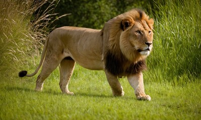 Obraz premium 사냥을 준비하는 사자사진 멋지다