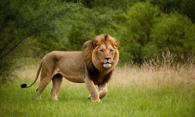 Obraz premium 사냥을 준비하는 사자사진 멋지다