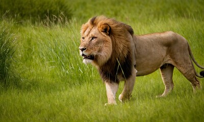 Naklejka premium 사냥을 준비하는 사자사진 멋지다
