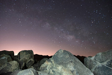 Hohokam petroglyphs under the milky way 
