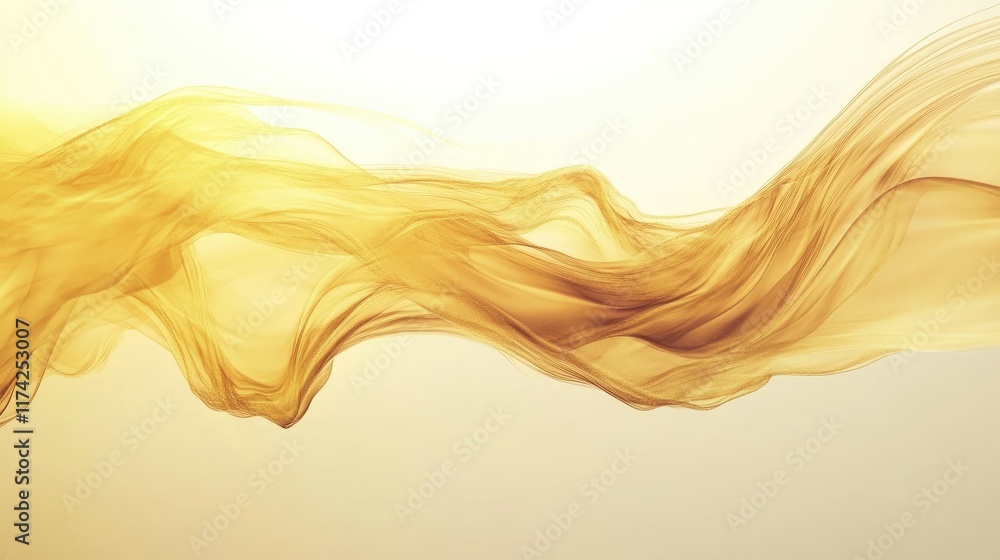 Poster golden abstract fluid wave background with smooth flowing curves and soft light, perfect for artisti