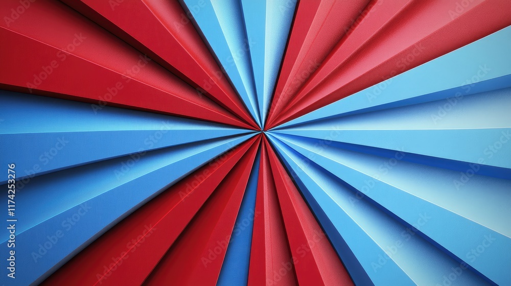 Poster vibrant 3d abstract background featuring radiating red and blue triangular shapes in dynamic perspec