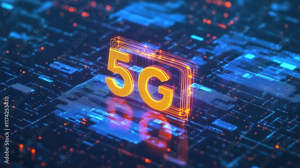 Poster 3d visualization of 5g technology integrating edge computing and cloud systems for digital transform