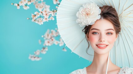 Radiant beauty, serene smile, pastel dreams. A spring portrait.