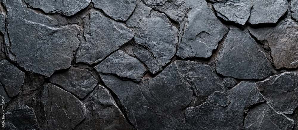 Poster abstract dark grey stone wall texture with rough surface and empty copyspace for text ideal for back